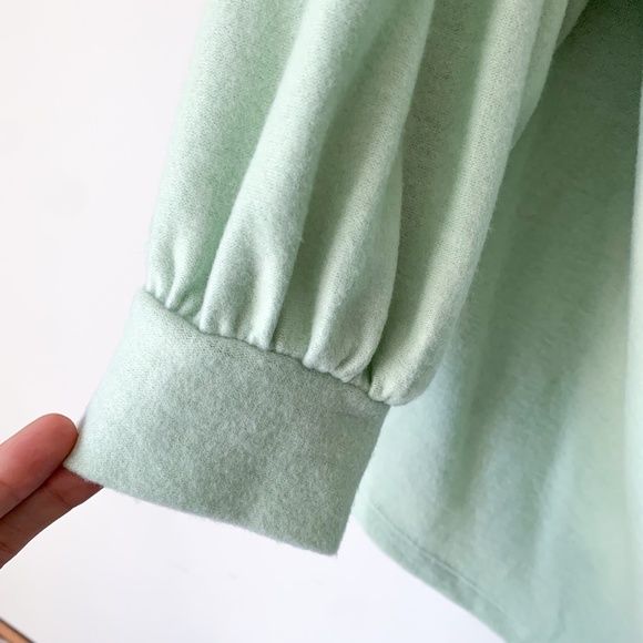 A.N.A. Mint Green Off The Shoulder Sweatshirt Blouse - Picture 3 of 6